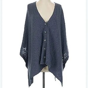 J. Jill Navy Blue Cardigan Pancho with Asymmetrical Hem